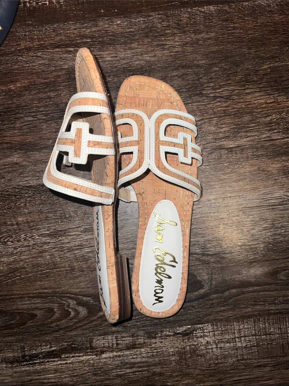 Sam Edelman White Trim Cork Slide Sandal - Picture 3 of 4
